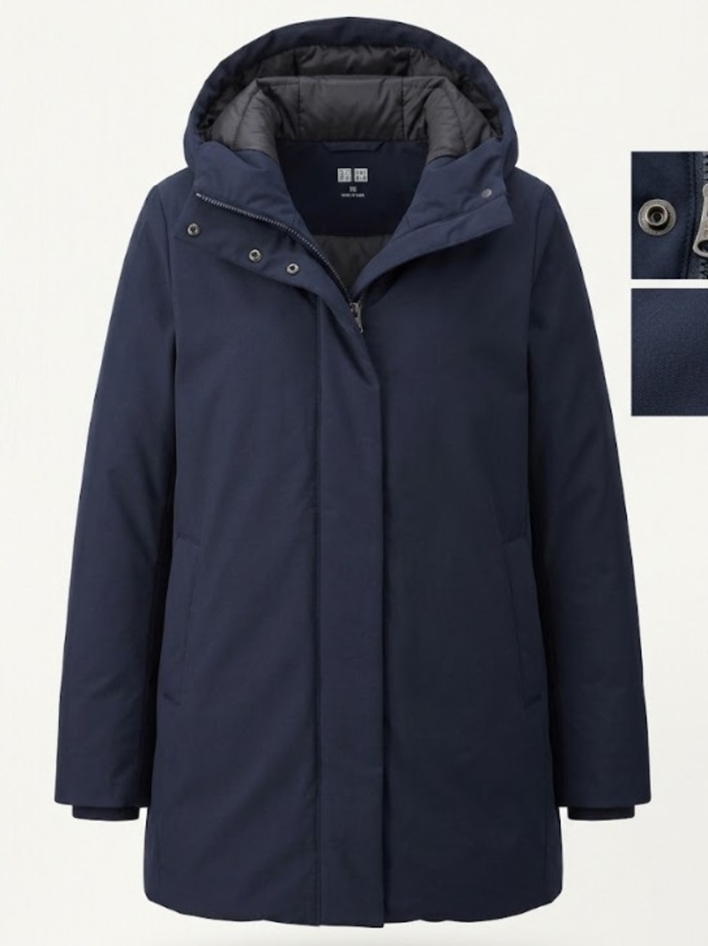 Uniqlo Women's Dark Navy Down Filled Hooded Coat (Sz XS) Oversized Warm